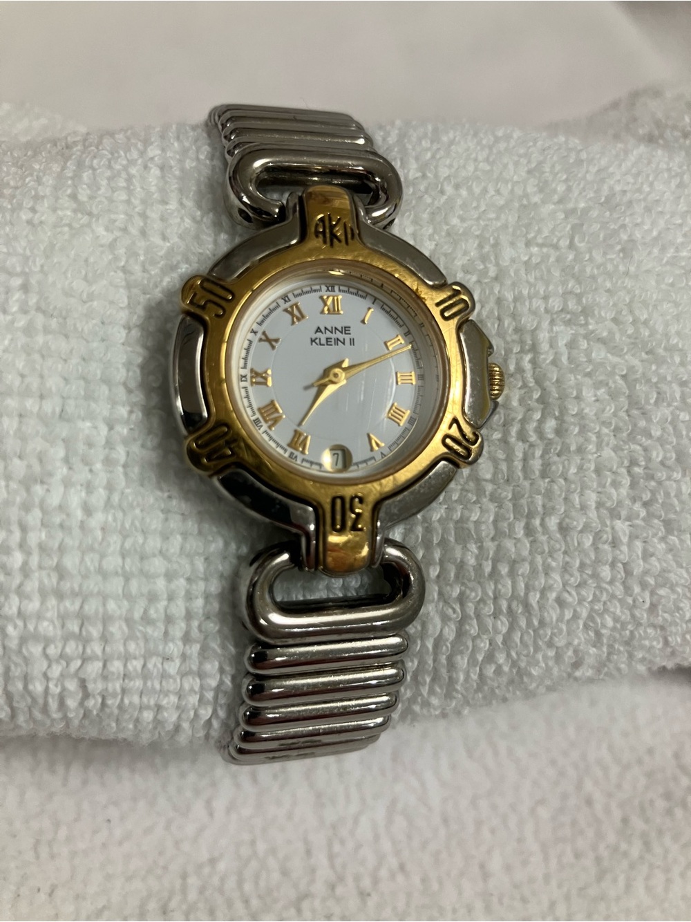 Vintage Anne Klein II Two-Tone Date Watch - Working w/ New Battery
